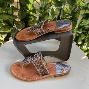 Jack Rogers Glittery Silver Sandals
Size 6